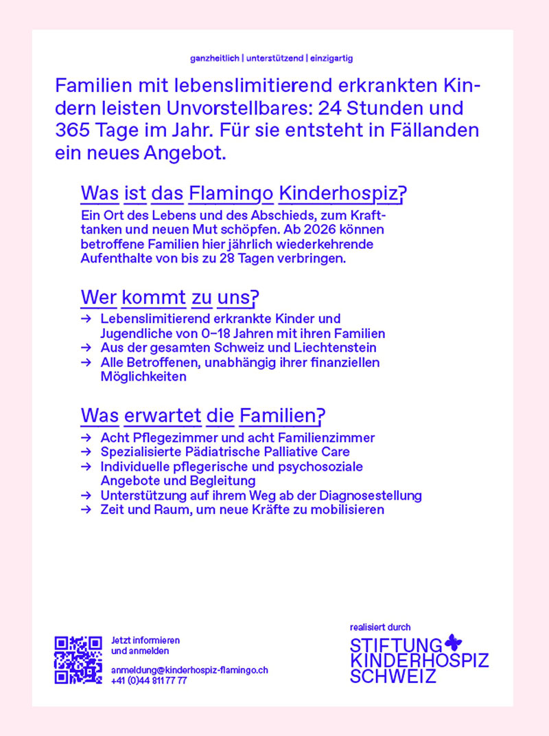 DVHS-News Inserat Stiftung Kinderhospiz Schweiz